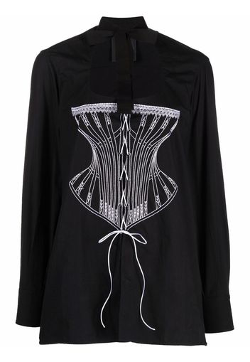 Seen Users corset-print cotton top - Nero