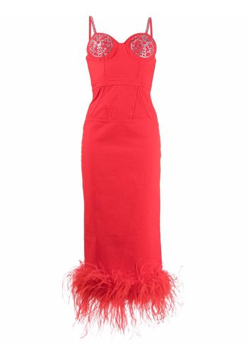 Seen Users crystal-bustier feather-trim dress - Rosso