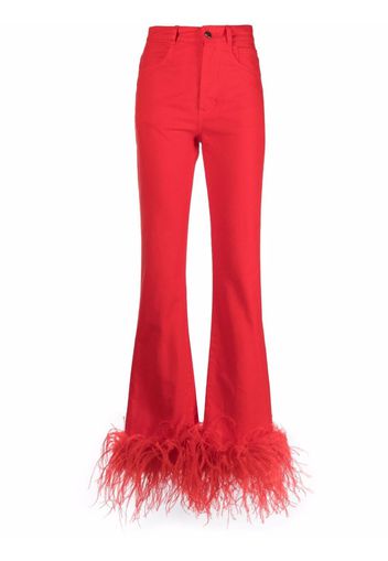 Seen Users feather-trimmed flared trousers - Rosso