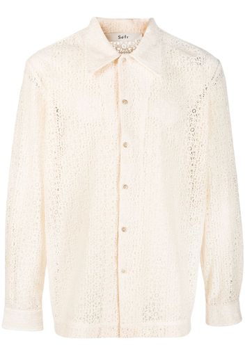 Séfr panelled long-sleeved lace shirt - Toni neutri