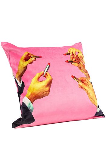 Seletti Lipstick feather cushion - Rosa