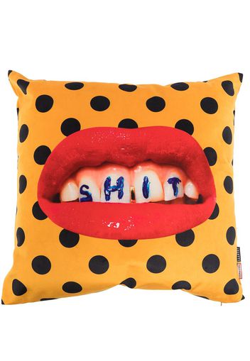 Seletti polka dot lip print cushion (50x50cm) - Giallo