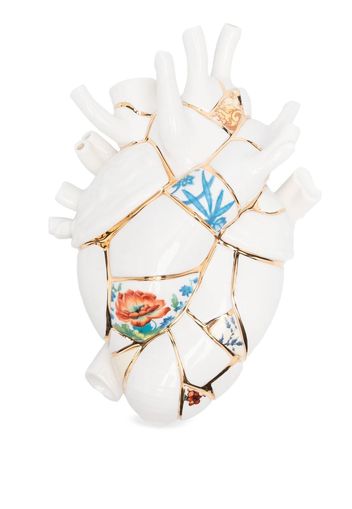 Seletti Love In Bloom Kintsugi porcelain heart - Bianco