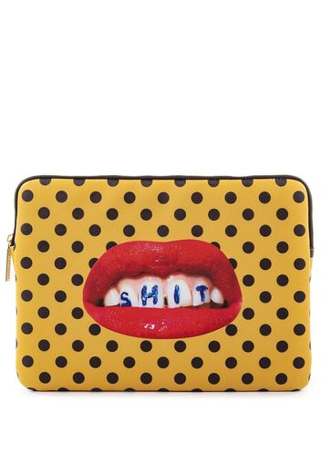 Seletti polka-dot print laptop case - YELLOW