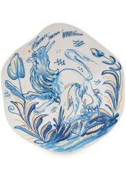 Seletti Soup Leone asymmetric-design plate - WHITE BLU