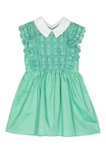 Self-Portrait Kids lace-pattern mini dress - Verde