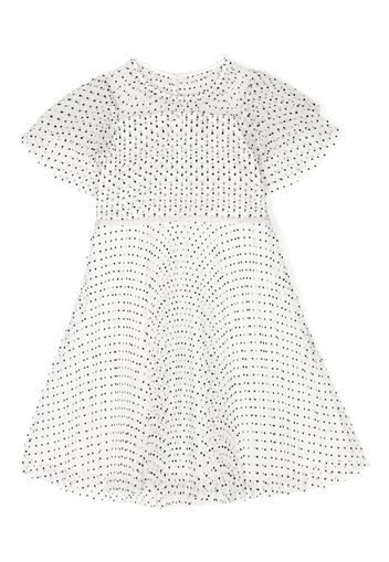 Self-Portrait Kids micro-dot pattern dress - Bianco