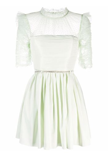 Self-Portrait semi-sheer ruffle-detail dress - Verde