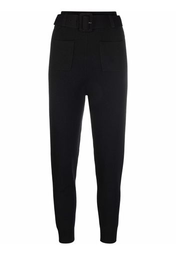 Self-Portrait belted tapered track pants - Nero