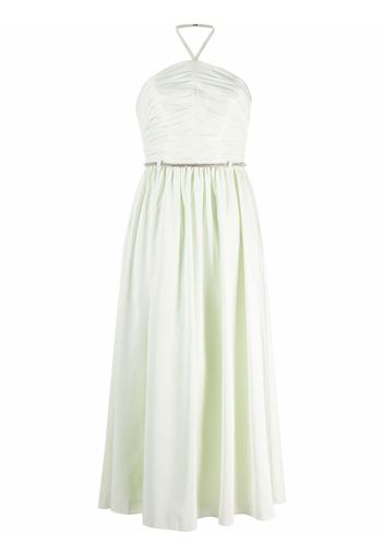 Self-Portrait halterneck taffeta satisfeito dress - Verde