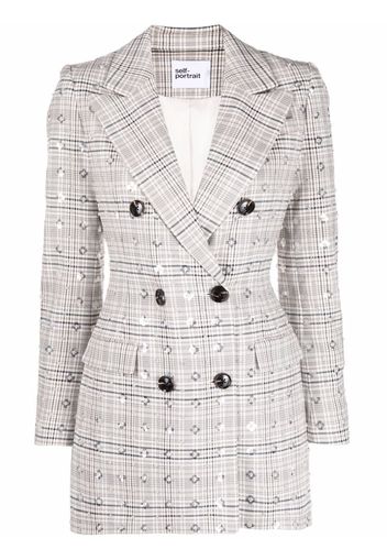 Self-Portrait checked peak-lapels blazer dress - Grigio