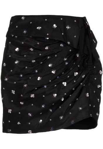 Self-Portrait sequin-embellished ruched mini skirt - Nero