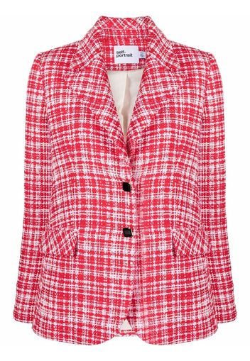 Self-Portrait bouclé checked blazer - Rosso