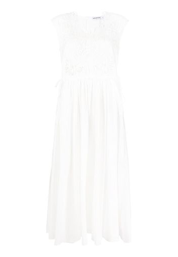 Self-Portrait White Macrame Lace Organic Cotton Dress - White White