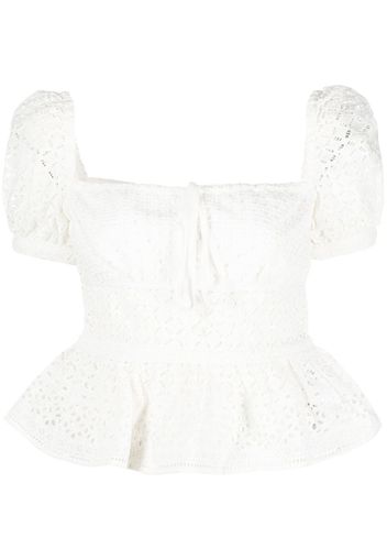 Self-Portrait broderie anglaise top - Bianco