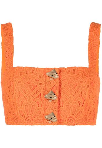 Self-Portrait lace crop top - Arancione