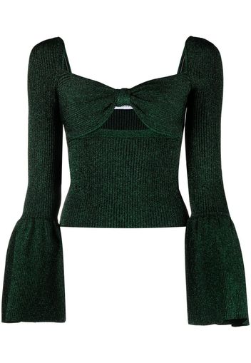 Self-Portrait cut-out knitted jumper - Verde