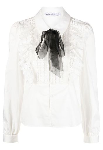 Self-Portrait bow-detailing lace shirt - Bianco