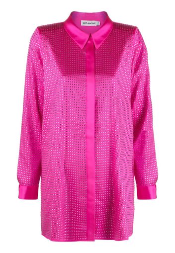 Self-Portrait rhinestone-embellished long-sleeved shirt - Rosa