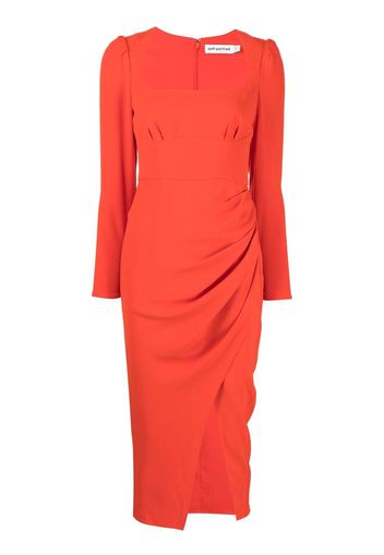 Self-Portrait ruched midi dress - Rosso