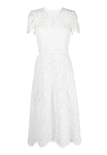 Self-Portrait floral lace midi dress - Bianco