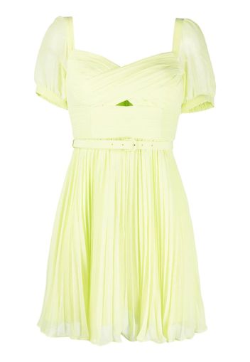 Self-Portrait pleated chiffon mini dress - Verde