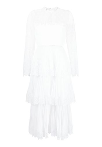 Self-Portrait chiffon tiered midi dress - Bianco