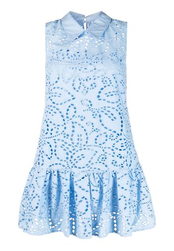 Self-Portrait broderie-anglaise tiered dress - Blu