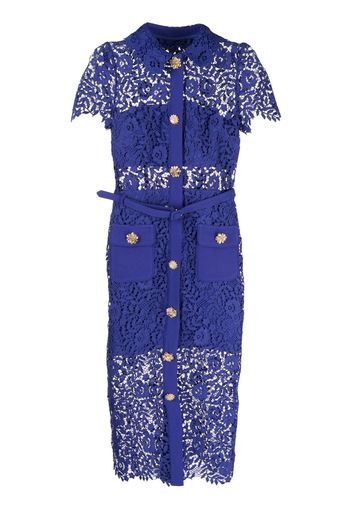 Self-Portrait floral-lace button-up midi dress - Blu