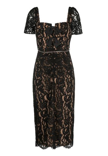 Self-Portrait floral lace midi dress - Nero