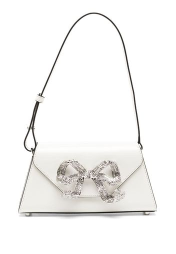 Self-Portrait crystal-bow leather shoulder bag - Bianco