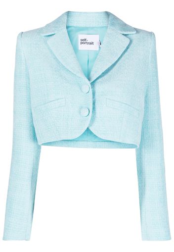 Self-Portrait tweed cropped jacket - Blu