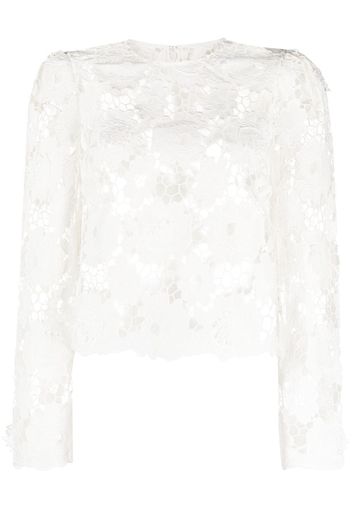 Self-Portrait 3D cotton lace top - Bianco