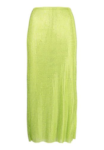 Self-Portrait rhinestone mesh midi shirt - Verde