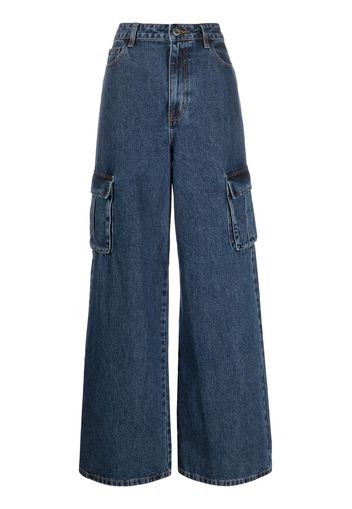 Self-Portrait mid-rise wide-leg jeans - Blu