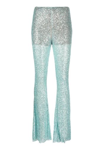 Self-Portrait sequin-embellished fishnet trousers - Blu