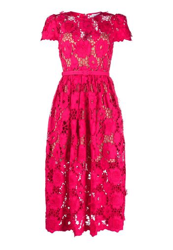 Self-Portrait floral lace short-sleeve mididress - Rosa