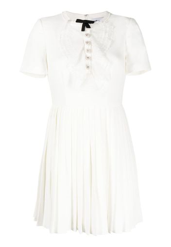 Self-Portrait bow-detail pleated minidress - Bianco