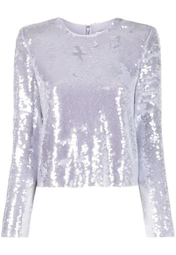 Self-Portrait sequin long-sleeve top - Viola