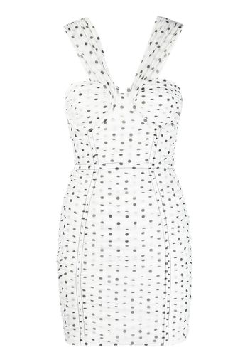 Self-Portrait polka-dot off-shoulder minidress - Bianco