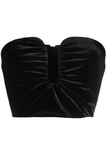 Self-Portrait velvet-finish strapless top - Nero