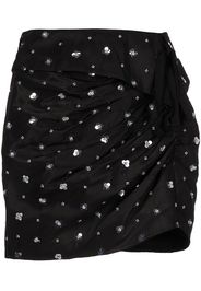 Self-Portrait sequin-embellished ruched mini skirt - Nero