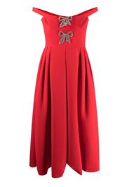 Self-Portrait off-shoulder flared dress - Rosso