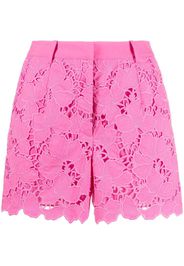 Self-Portrait floral-lace scalloped shorts - Rosa