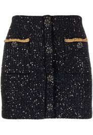 Self-Portrait sequinned knitted miniskirt - Nero