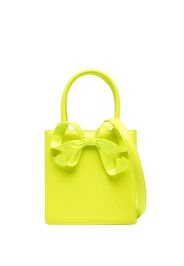 Self-Portrait bow-detail leather tote bag - Giallo