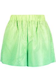 Self-Portrait rhinestone-embellished elasticated-waist shorts - Verde