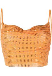 Self-Portrait rhinestone mesh top - Arancione