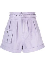 Self-Portrait belted cotton shorts - Viola