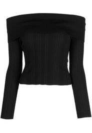 Self-Portrait ribbed off-shoulder blouse - Nero